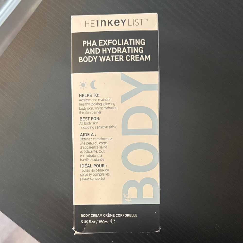 The Inkey List Black and White PHA Exfoliating and Hydrating Body Water Cream
